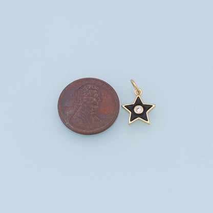 Gold Star Charms,18K Gold Filled Enamel Star Pendant,CZ Star Charm Bracelet Necklace for DIY Jewelry Making Supply