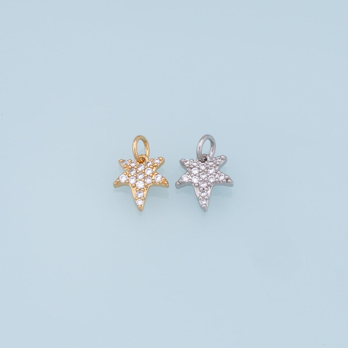 18K Gold Filled Star Pendant,CZ Star Charm Bracelet Necklace for DIY Jewelry Making Supply