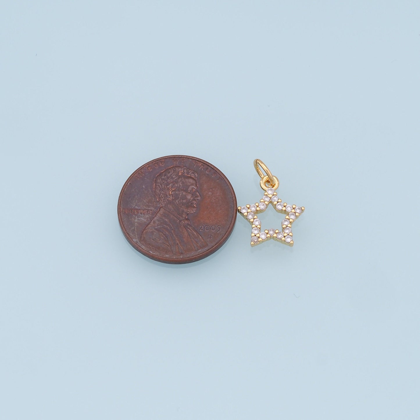 18K Gold Filled Star Pendant,CZ Star Charm Bracelet Necklace for DIY Jewelry Making Supply