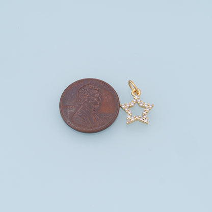 18K Gold Filled Star Pendant,CZ Star Charm Bracelet Necklace for DIY Jewelry Making Supply