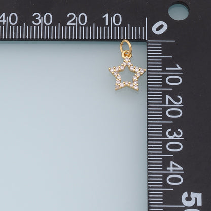 18K Gold Filled Star Pendant,CZ Star Charm Bracelet Necklace for DIY Jewelry Making Supply