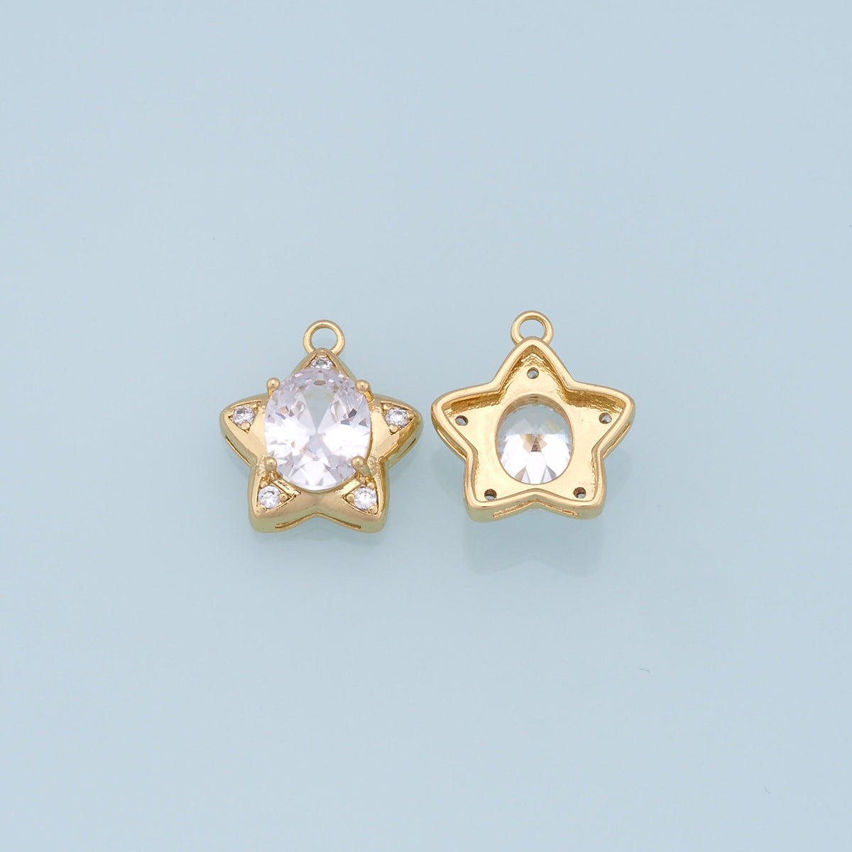 18K Gold Filled Star CZ Charm Pendant for Jewelry Making