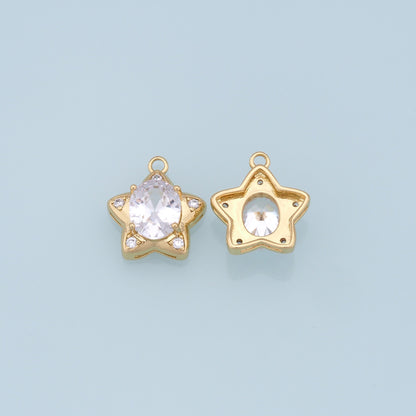 18K Gold Filled Star CZ Charm Pendant for Jewelry Making