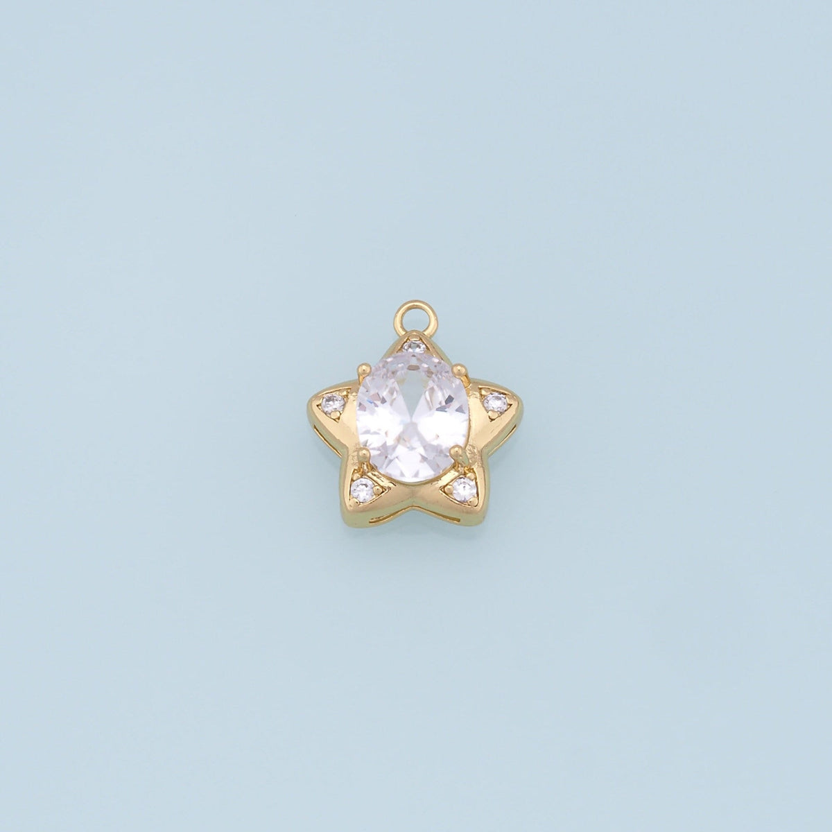 18K Gold Filled Star Pendant,CZ Star Charm Bracelet Necklace for DIY Jewelry Making Supply