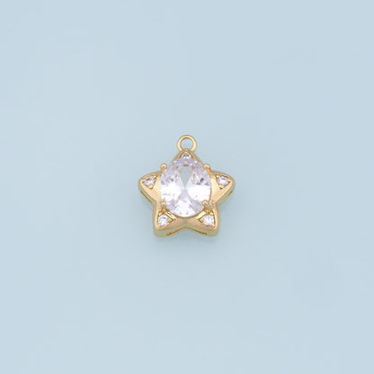 18K Gold Filled Star Pendant,CZ Star Charm Bracelet Necklace for DIY Jewelry Making Supply