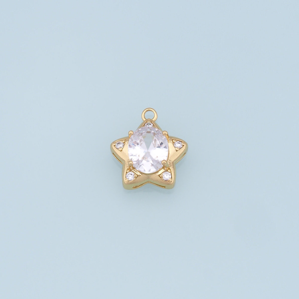 18K Gold Filled Star CZ Charm Pendant for Jewelry Making