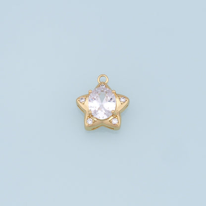 18K Gold Filled Star CZ Charm Pendant for Jewelry Making