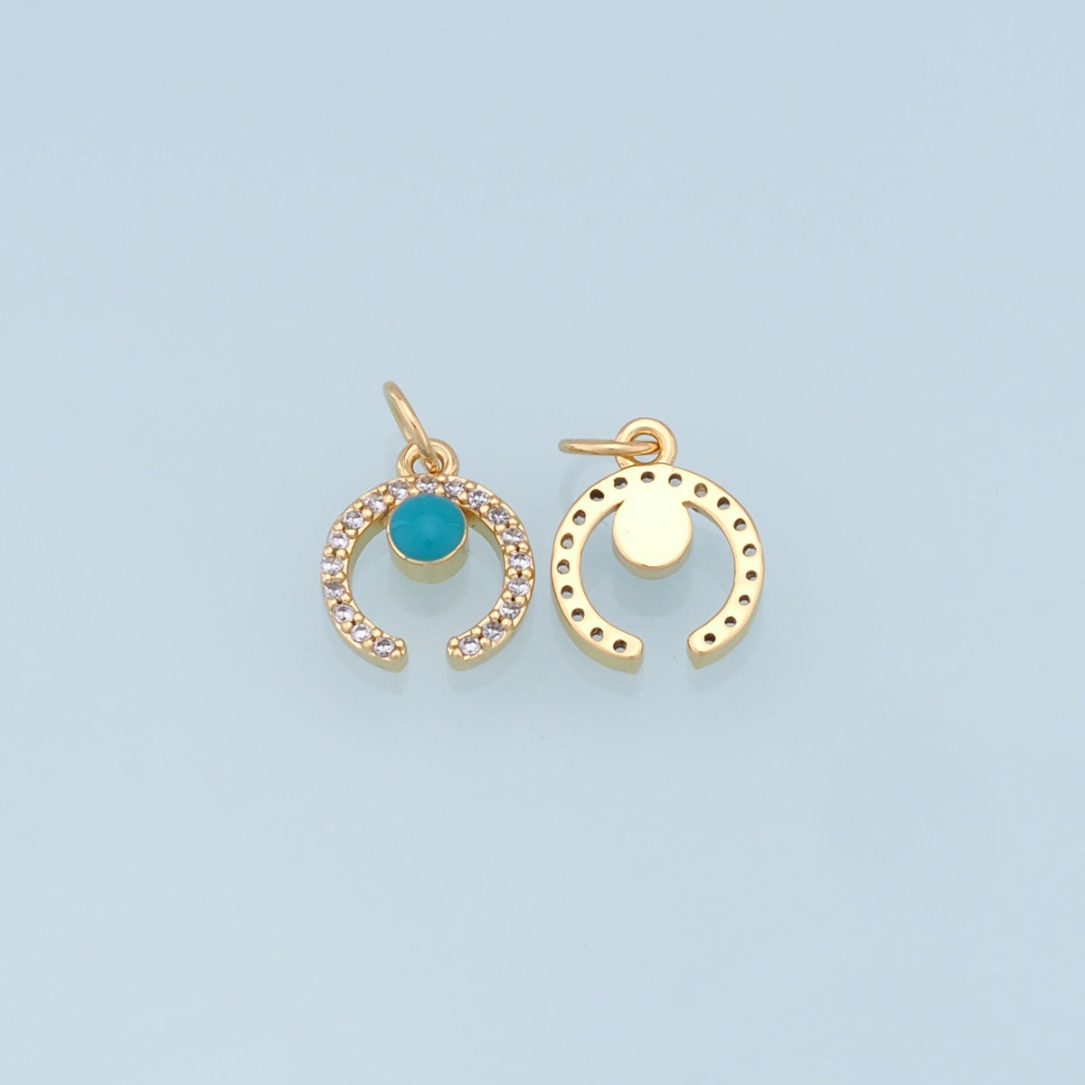 Gold Moon Charms,18K Gold Filled Moon Pendant,CZ Micro Pave Star Charm Bracelet Necklace for DIY Jewelry Making Supply