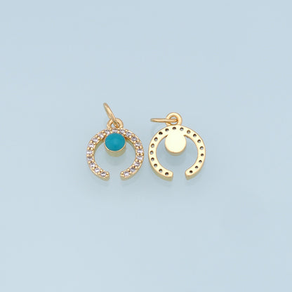 Gold Moon Charms,18K Gold Filled Moon Pendant,CZ Micro Pave Star Charm Bracelet Necklace for DIY Jewelry Making Supply
