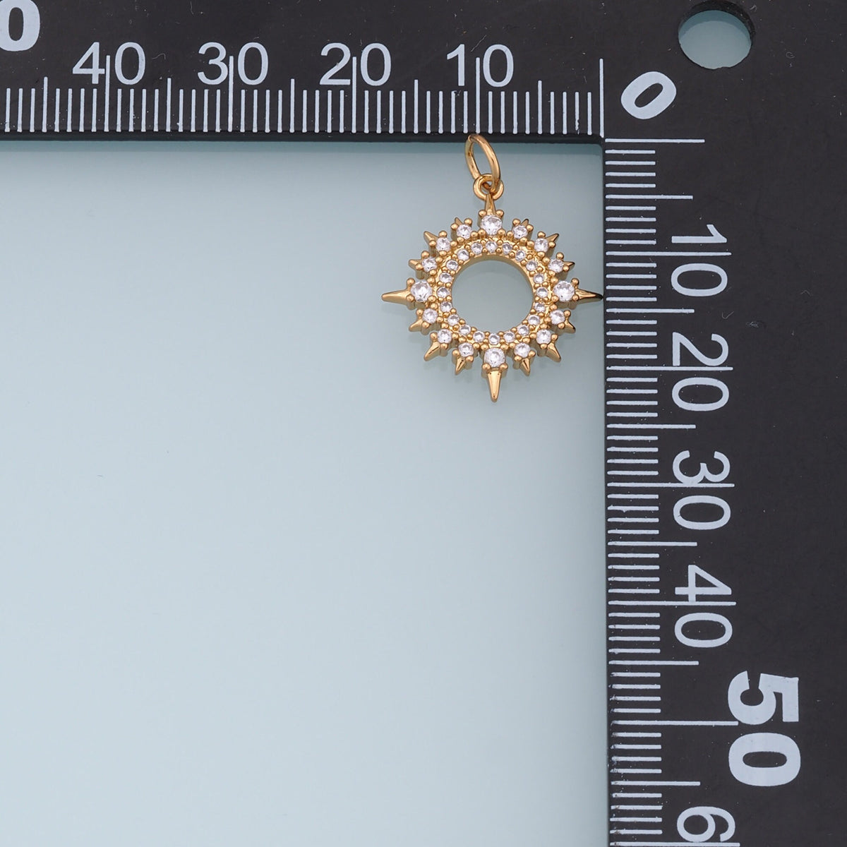 Gold Star Charms,18K Gold Filled Starburst Pendant,CZ North Star Charm Bracelet Necklace for DIY Jewelry Making Supply