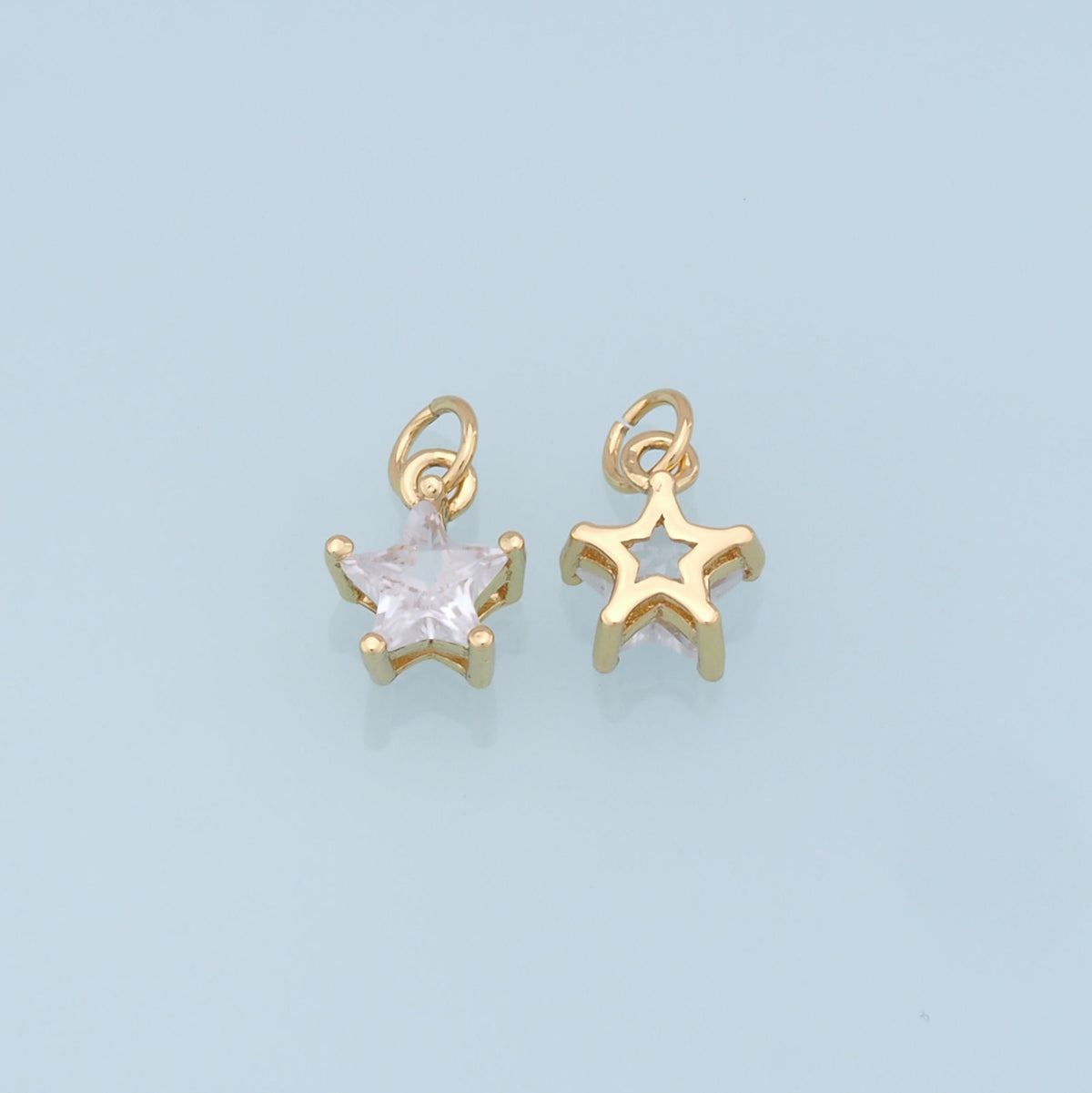 18K Gold Filled Star Pendant,CZ Star Charm Bracelet Necklace for DIY Jewelry Making Supply