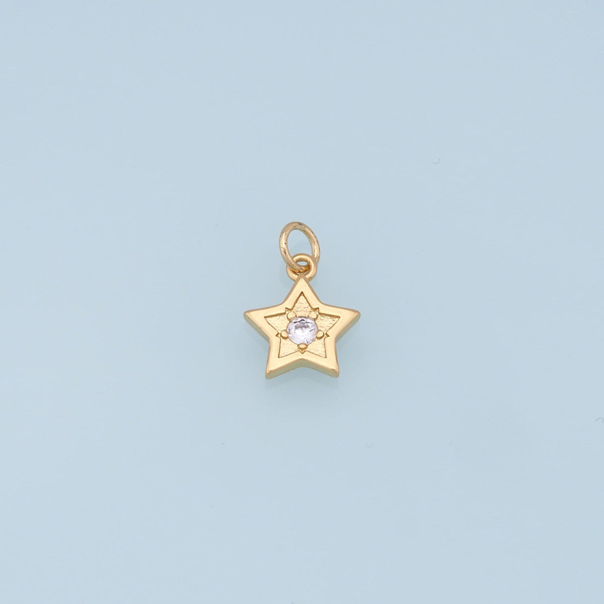 18K Gold Filled Star Pendant,CZ Star Charm Bracelet Necklace for DIY Jewelry Making Supply
