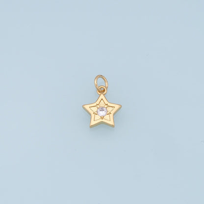 18K Gold Filled Star Pendant,CZ Star Charm Bracelet Necklace for DIY Jewelry Making Supply
