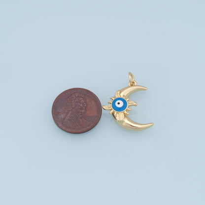 18K Gold Filled Evil Eye Charm Pendant for Jewelry Making