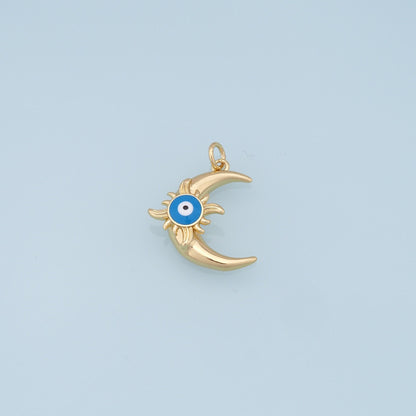 18K Gold Filled Evil Eye Charm Pendant for Jewelry Making