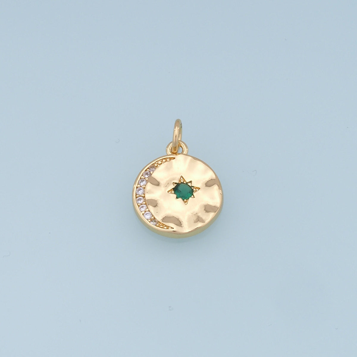 Gold Moon Star Charms,18K Gold Filled CZ Moon Pendant,Celestial Charm Bracelet Necklace for DIY Jewelry Making Supply