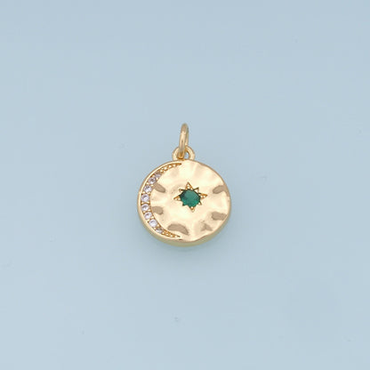 Gold Moon Star Charms,18K Gold Filled CZ Moon Pendant,Celestial Charm Bracelet Necklace for DIY Jewelry Making Supply