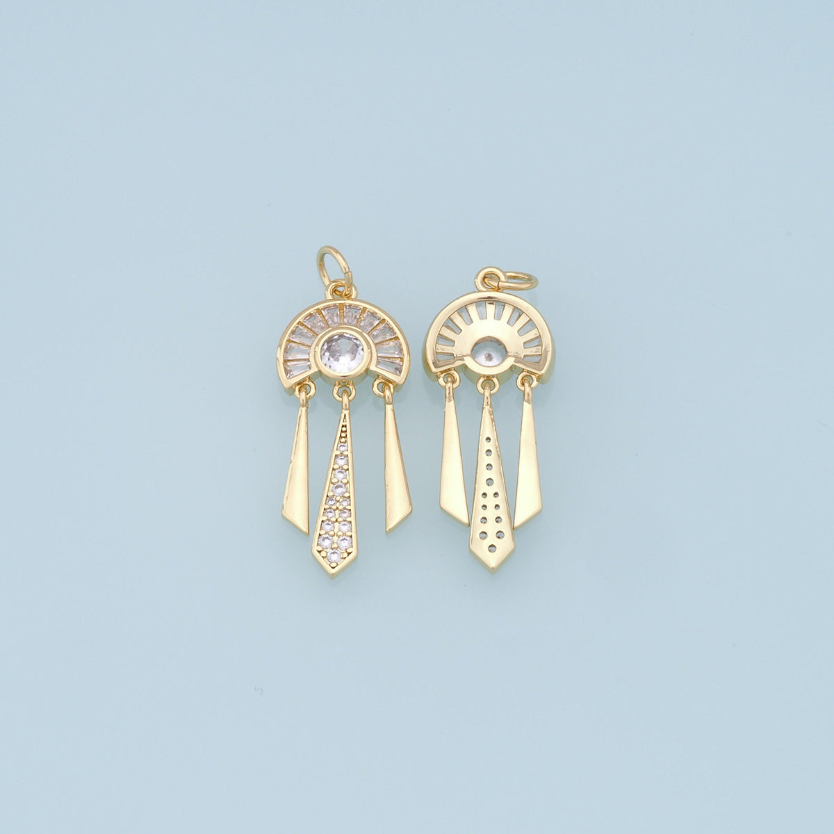 Gold tassel Charms,18K Gold Filled semicircle Pendant,geometry Charm Bracelet Necklace for DIY Jewelry Making Supply