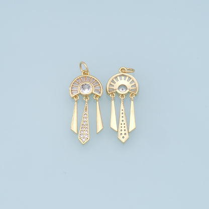 Gold tassel Charms,18K Gold Filled semicircle Pendant,geometry Charm Bracelet Necklace for DIY Jewelry Making Supply