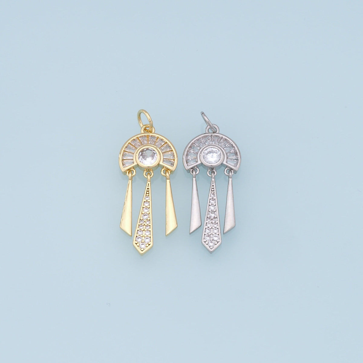 Gold tassel Charms,18K Gold Filled semicircle Pendant,geometry Charm Bracelet Necklace for DIY Jewelry Making Supply