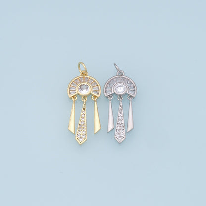 Gold tassel Charms,18K Gold Filled semicircle Pendant,geometry Charm Bracelet Necklace for DIY Jewelry Making Supply