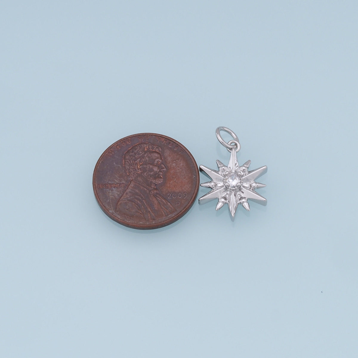Gold Star Charms,18K Gold Filled Starburst Pendant,CZ North Star Charm Bracelet Necklace for DIY Jewelry Making Supply