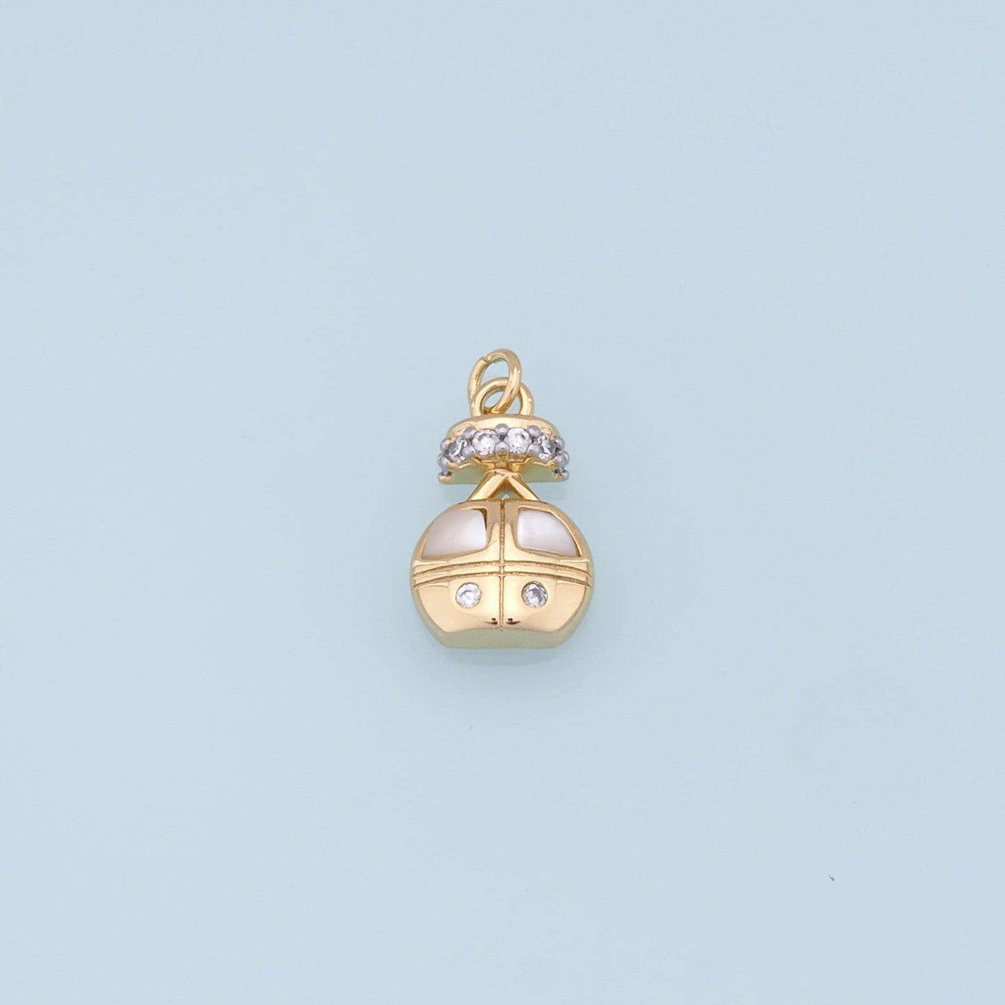 Gold Cable Car Charms,18K Gold Filled CZ Cable Car Pendant,Ski Lift Charm Bracelet Necklace for DIY Jewelry Making Supply