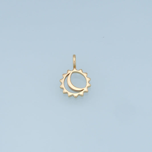 Gold Moon Sun Charms,18K Gold Filled Sun Pendant,Celestial Charm Bracelet Necklace for DIY Jewelry Making Supply