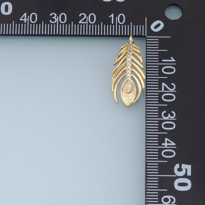 Gold Leaf Charms,18K Gold Filled Feather Pendant,CZ Micro Pave Leaf Charm Bracelet Necklace for DIY Jewelry Making Supply