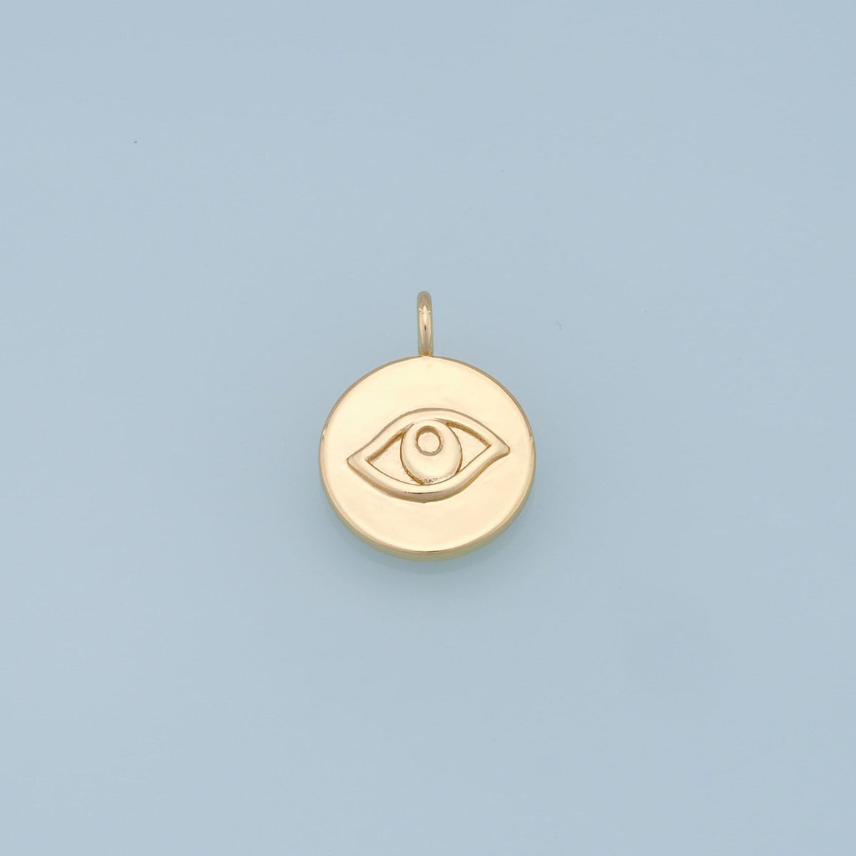 Gold Round Evil Eye Charms,18K Gold Filled Evil Eye Pendant,Evil Eye Charm Bracelet Necklace for DIY Jewelry Making Supply