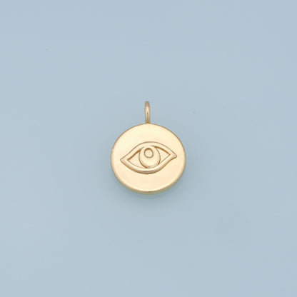 Gold Round Evil Eye Charms,18K Gold Filled Evil Eye Pendant,Evil Eye Charm Bracelet Necklace for DIY Jewelry Making Supply