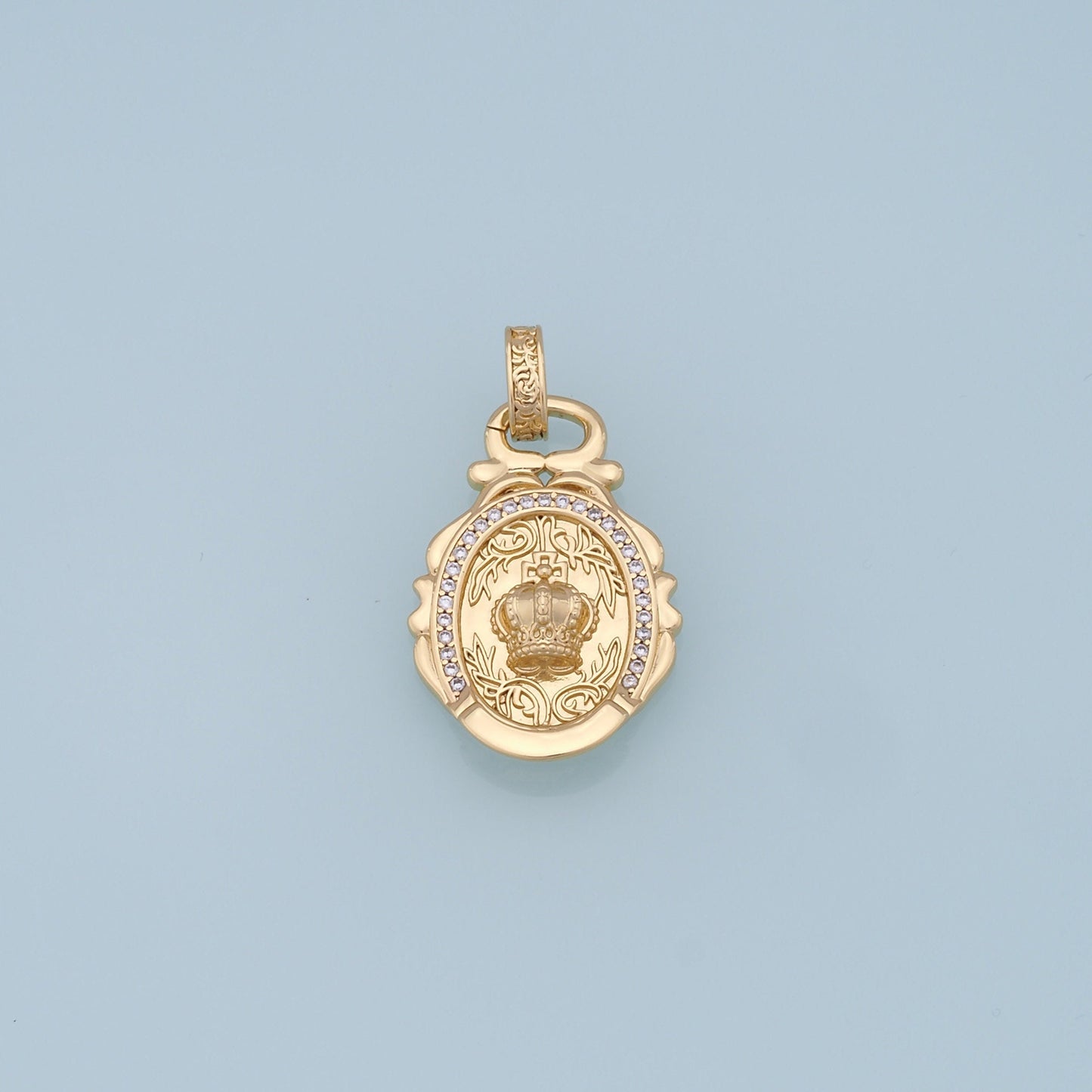 Gold crown Charms,18K Gold Filled crown Pendant,CZ crown Charm Bracelet Necklace for DIY Jewelry Making Supply