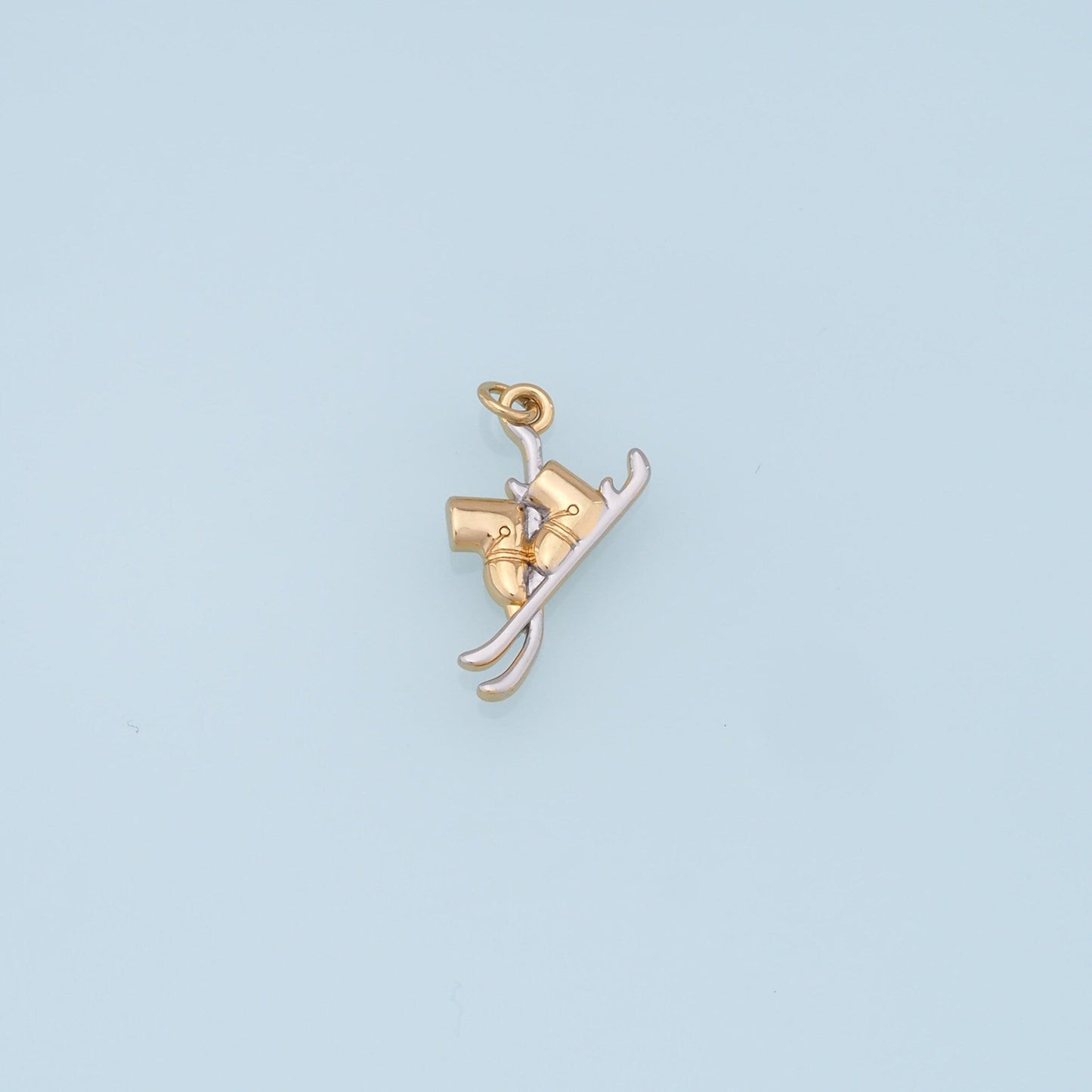 Ski Shoes with Silver Skates Charms,18K Gold Filled Ski Shoes Pendant,Skates Charm Bracelet Necklace for DIY Jewelry Making Supply