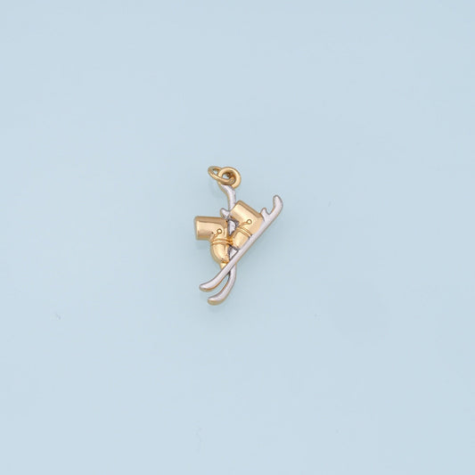 Ski Shoes with Silver Skates Charms,18K Gold Filled Ski Shoes Pendant,Skates Charm Bracelet Necklace for DIY Jewelry Making Supply