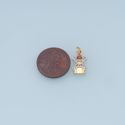 Gold Windmill Charms,18K Gold Filled Windmill Pendant,CZ Windmill Charm Bracelet Necklace for DIY Jewelry Making Supply