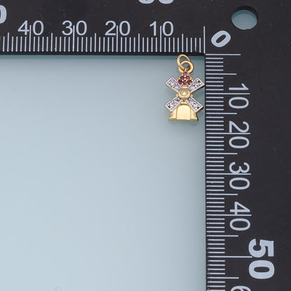 Gold Windmill Charms,18K Gold Filled Windmill Pendant,CZ Windmill Charm Bracelet Necklace for DIY Jewelry Making Supply