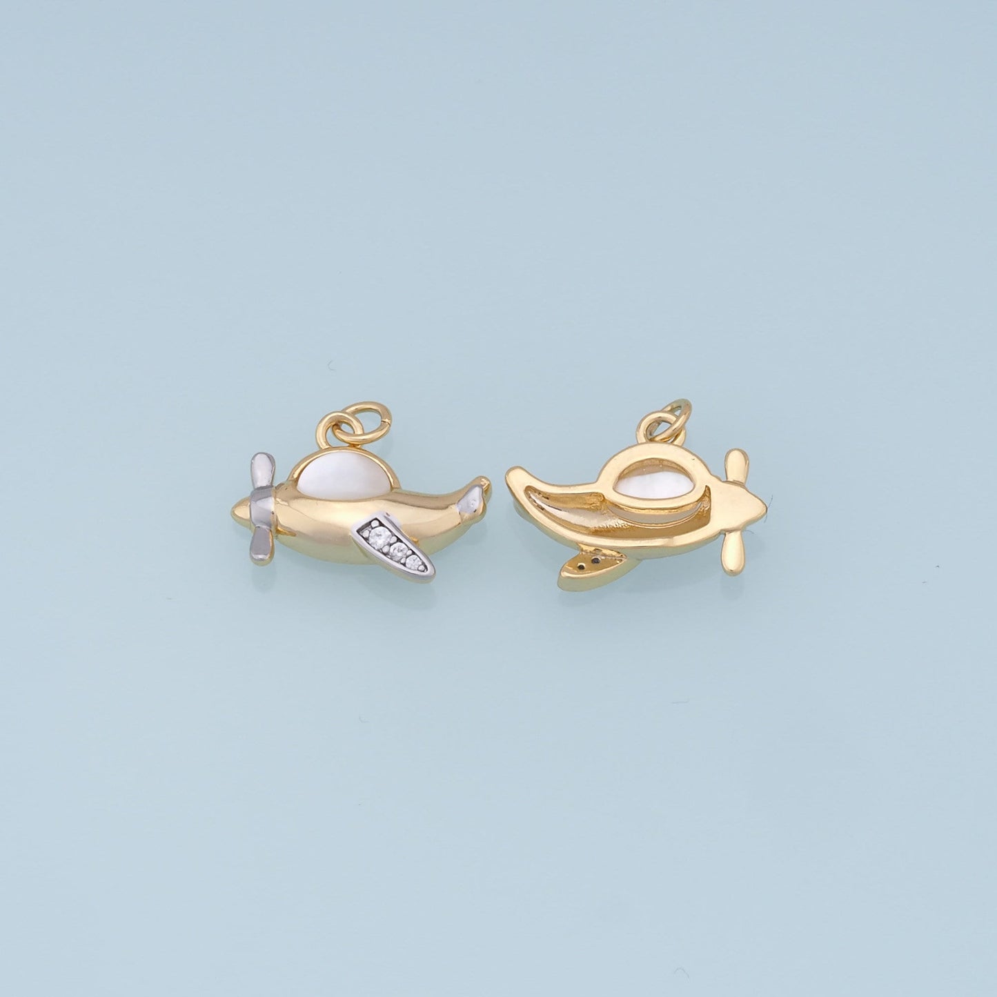 Gold airplane Charms,18K Gold Filled airplane Pendant,CZ airplane Charm Bracelet Necklace for DIY Jewelry Making Supply