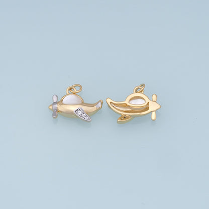 Gold airplane Charms,18K Gold Filled airplane Pendant,CZ airplane Charm Bracelet Necklace for DIY Jewelry Making Supply