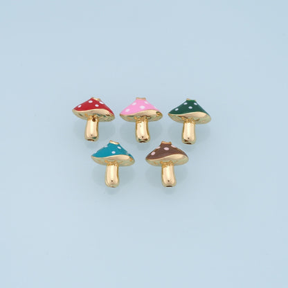Gold Mushroom Beads Charms,18K Gold Filled Mushroom spacer beads,Mushroom Charms Bracelet Necklace for DIY Jewelry Making Sup
