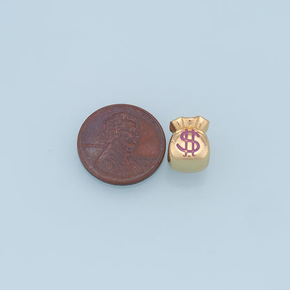 Gold Money Bag Beads Charms,18K Gold Filled Money Bag spacer beads,Money Bag Charms Bracelet Necklace for DIY Jewelry Making 