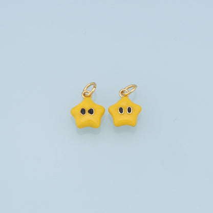 Cute Star Charms,18K Gold Filled Enamel Star Pendant,Kawaii Charm Bracelet Necklace for DIY Jewelry Making Supply