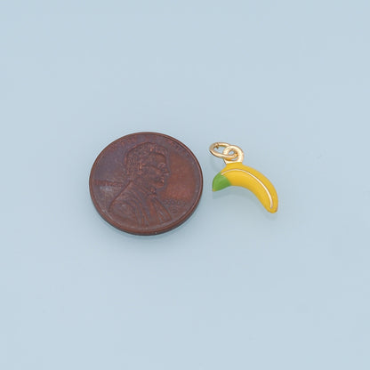 Gold Banana Charms,18K Gold Filled Enamel Banana Pendant,Kawaii Charm Bracelet Necklace for DIY Jewelry Making Supply
