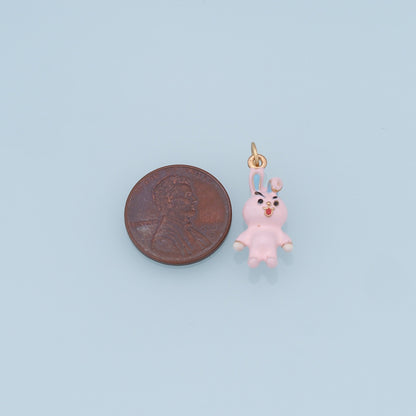 Cute Rabbit Charms,18K Gold Filled Enamel Rabbit Pendant,Kawaii Charm Bracelet Necklace for DIY Jewelry Making Supply