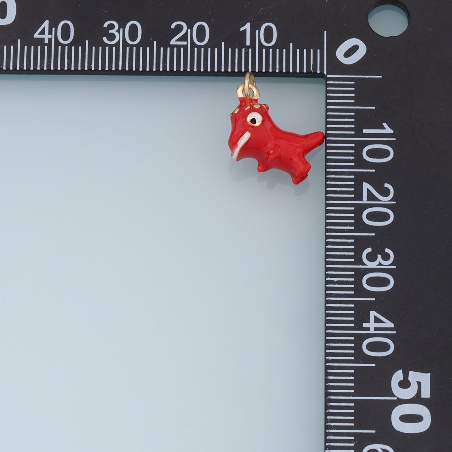 Cute Red Dinosaur Charms,18K Gold Filled Enamel Dinosaur Pendant,Kawaii Charm Bracelet Necklace for DIY Jewelry Making Supply