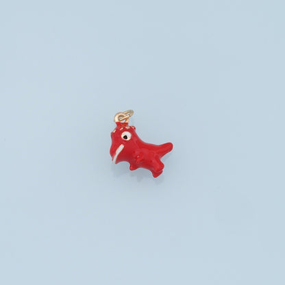 Cute Red Dinosaur Charms,18K Gold Filled Enamel Dinosaur Pendant,Kawaii Charm Bracelet Necklace for DIY Jewelry Making Supply