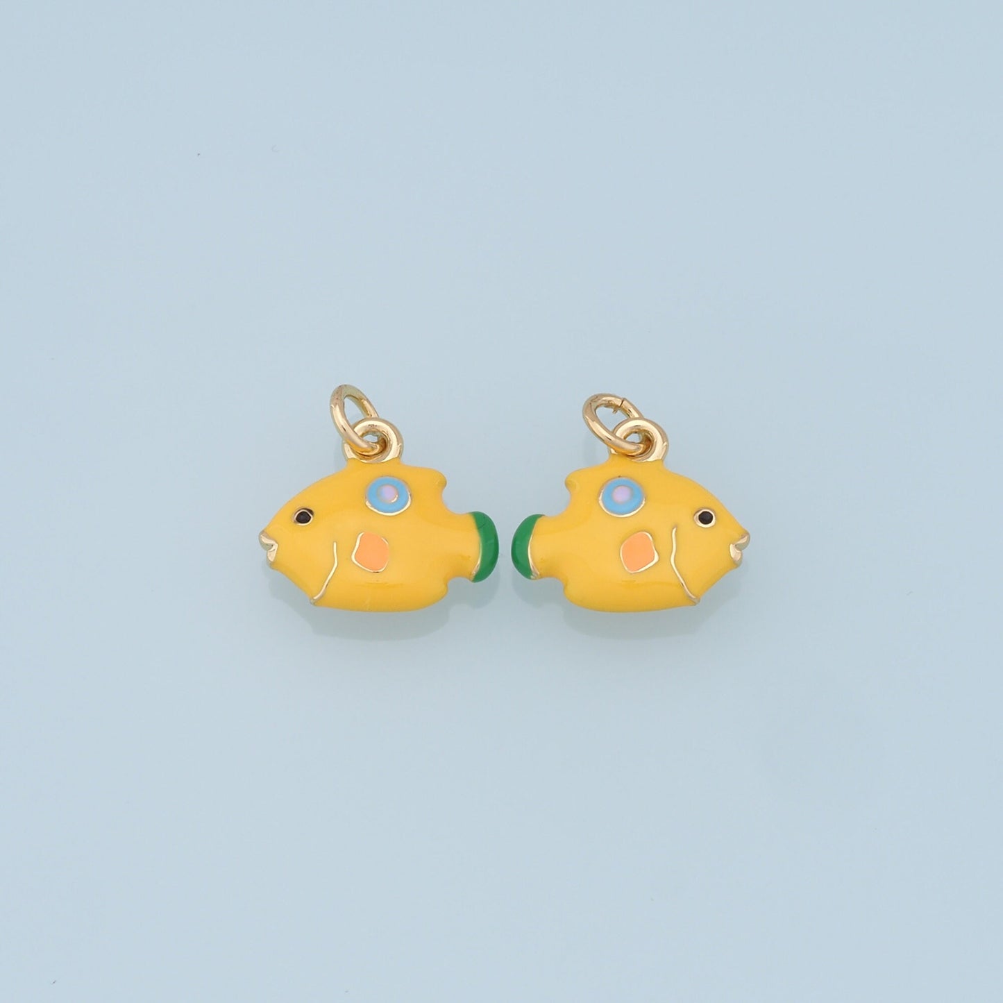 Cute Fish Charms,18K Gold Filled Enamel Fish Pendant,Kawaii Charm Bracelet Necklace for DIY Jewelry Making Supply