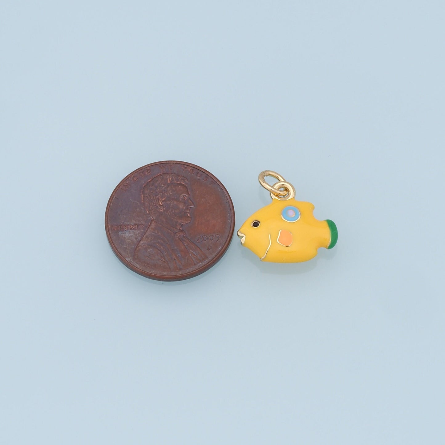 Cute Fish Charms,18K Gold Filled Enamel Fish Pendant,Kawaii Charm Bracelet Necklace for DIY Jewelry Making Supply