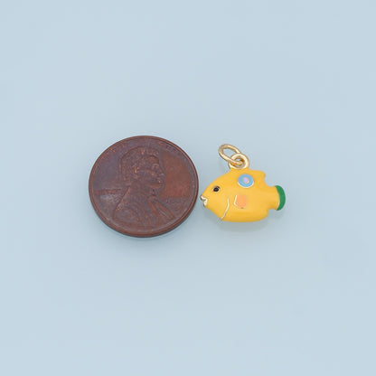 Cute Fish Charms,18K Gold Filled Enamel Fish Pendant,Kawaii Charm Bracelet Necklace for DIY Jewelry Making Supply