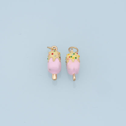 Ice Cream Charms,18K Gold Filled Enamel Ice Cream Pendant,Cute Ice Cream Charm Bracelet Necklace for DIY Jewelry Making Supply