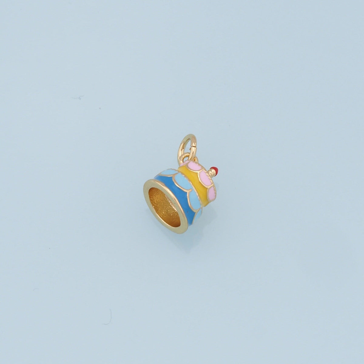 Gold Cake Charms,18K Gold Filled Enamel Cake Pendant,Cute Cake Charm Bracelet Necklace for DIY Jewelry Making Supply